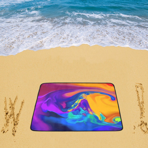 The PERFECT WAVE abstract multicolored Beach Mat 78"x 60"