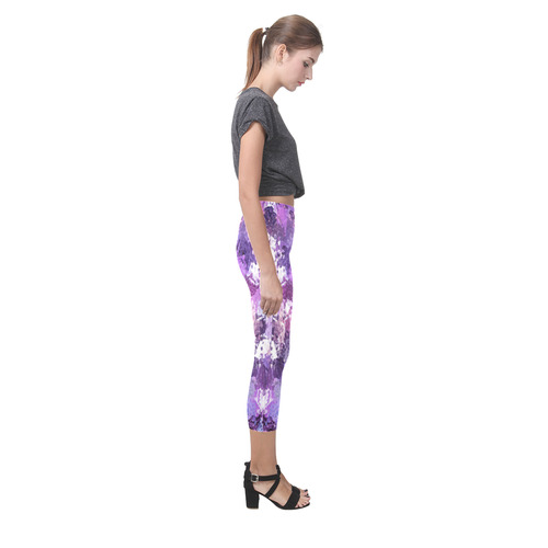 Purple Paint Splatter Capri Legging (Model L02)