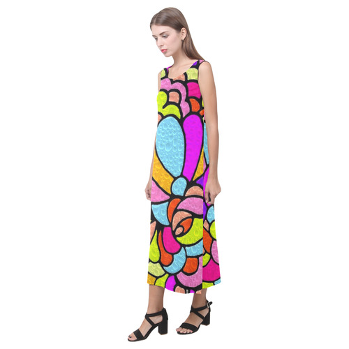 Pattern Drops by Popart Lover Phaedra Sleeveless Open Fork Long Dress (Model D08)