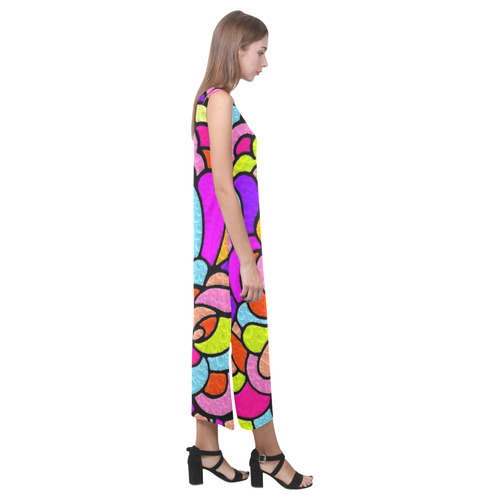 Pattern Drops by Popart Lover Phaedra Sleeveless Open Fork Long Dress (Model D08)