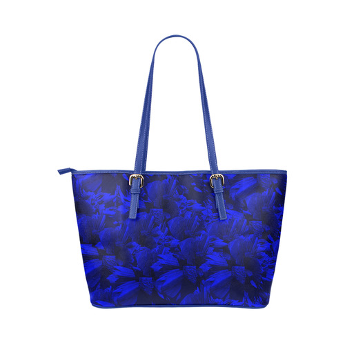 A202 Blue Peaks Abstract Leather Tote Bag/Large (Model 1651)