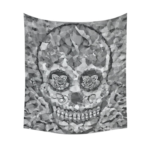 Polygon Skull black white Cotton Linen Wall Tapestry 51"x 60"