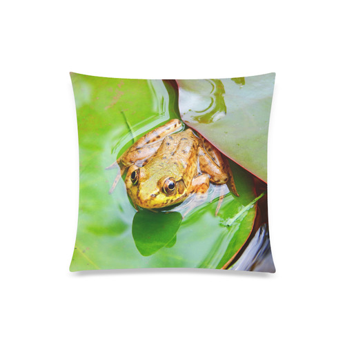 Frog on a Lily-pad Custom Zippered Pillow Case 20"x20"(Twin Sides)