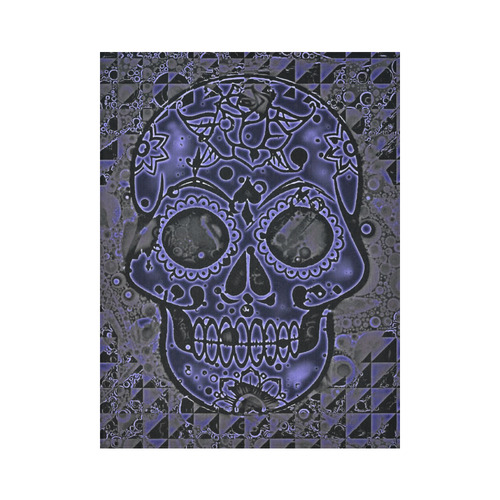 skull blue Cotton Linen Wall Tapestry 60"x 80"