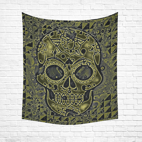 skull golden Cotton Linen Wall Tapestry 51"x 60"