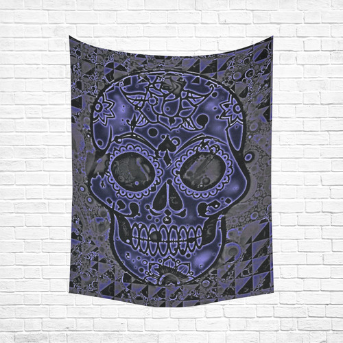 skull blue Cotton Linen Wall Tapestry 60"x 80"