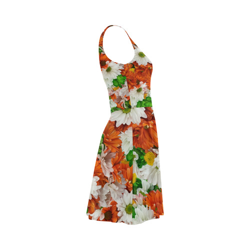 Green Orange White Daisies Atalanta Sundress (Model D04)