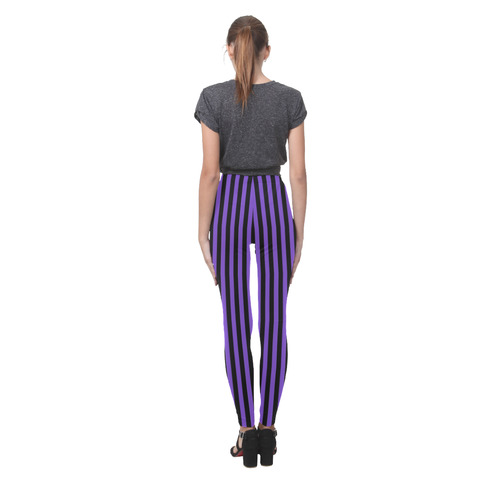 Purple and Black Stripes Cassandra Women's Leggings (Model L01)