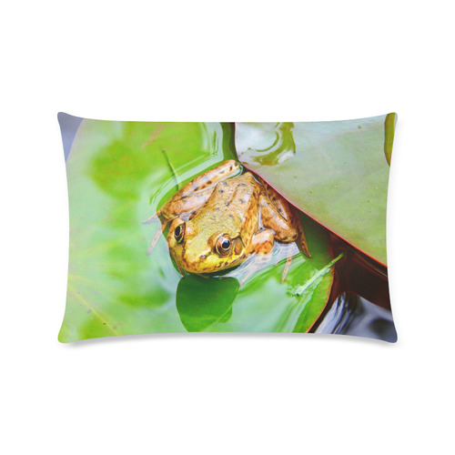 Frog on a Lily-pad Custom Zippered Pillow Case 16"x24"(Twin Sides)