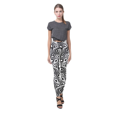 Black And White Paisley Cassandra Women's Leggings (Model L01)