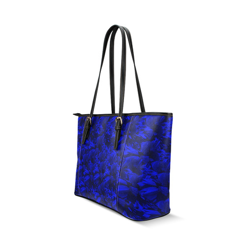 A202 Blue Peaks Abstract Leather Tote Bag/Small (Model 1640)