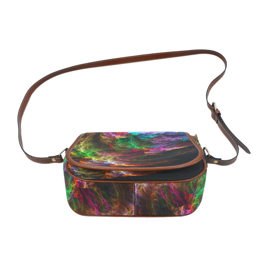 Colorful Abstract Fractal Tornado Saddle Bag/Large (Model 1649)