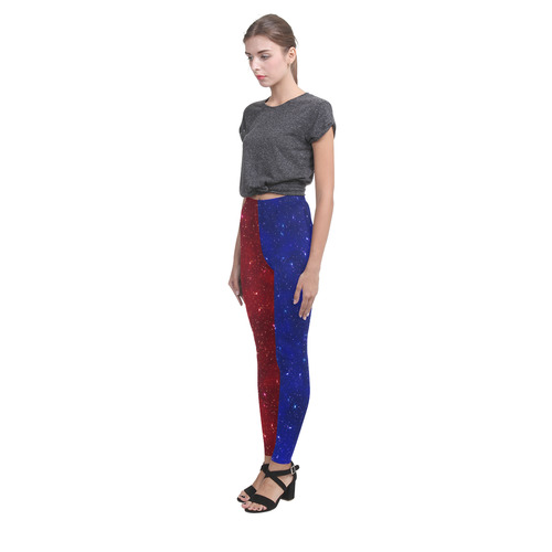 Sparkle Red and Blue Cassandra Women's Leggings (Model L01)