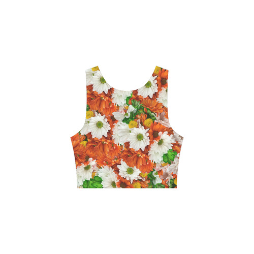 Green Orange White Daisies Atalanta Sundress (Model D04)