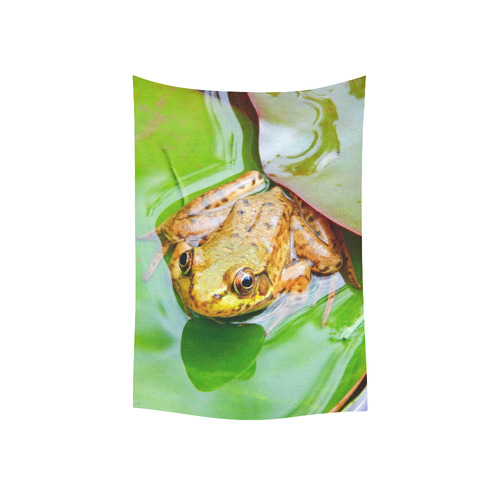 Frog on a Lily-pad Cotton Linen Wall Tapestry 40"x 60"