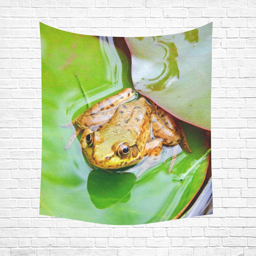 Frog on a Lily-pad Cotton Linen Wall Tapestry 51"x 60"
