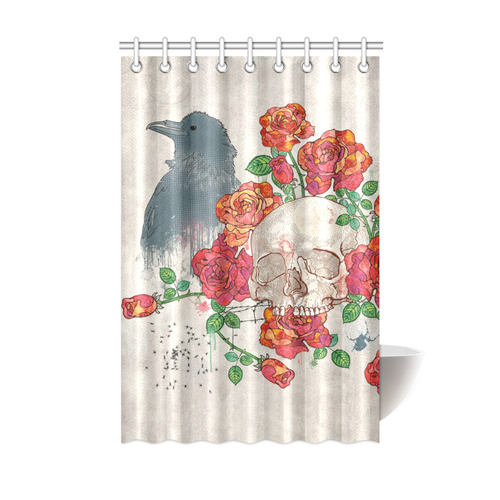 watercolor skull and roses Shower Curtain 48"x72"