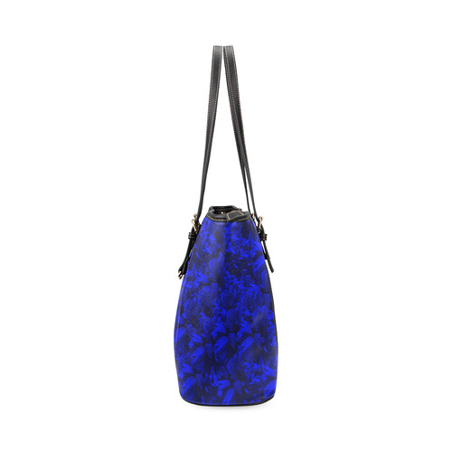 A202 Blue Peaks Abstract Leather Tote Bag/Large (Model 1640)