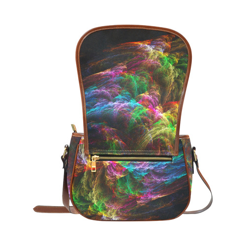 Colorful Abstract Fractal Tornado Saddle Bag/Small (Model 1649) Full Customization