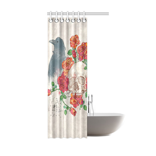 watercolor skull and roses Shower Curtain 36"x72"