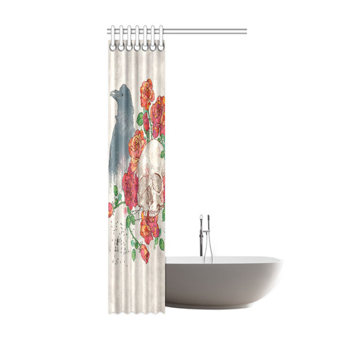 watercolor skull and roses Shower Curtain 36"x72"