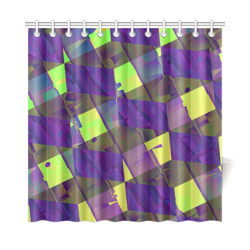 Yellow Blue and Green Colorful Abstract Shower Curtain 72"x72"