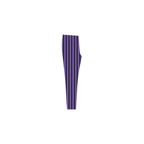 Purple and Black Stripes Cassandra Women's Leggings (Model L01)