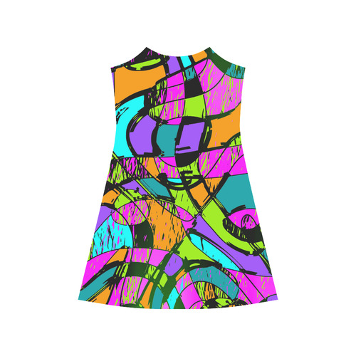 Abstract Art Squiggly Loops Multicolored Alcestis Slip Dress (Model D05)