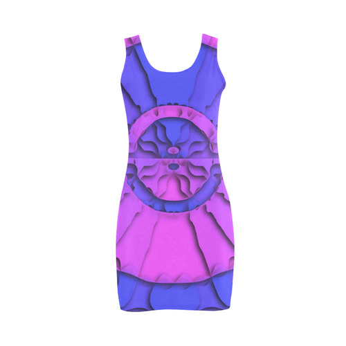 Abstract Mandala Psychedelic Shadow Pink Blue Medea Vest Dress (Model D06)