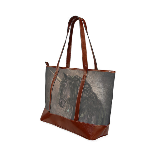 Dreamy Unicorn with brown grunge background Tote Handbag (Model 1642)