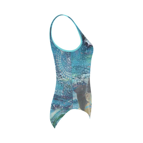 Sea collage Vest One Piece Swimsuit (Model S04)