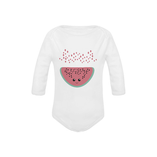 Watermelon kawaii Baby Powder Organic Long Sleeve One Piece (Model T27)