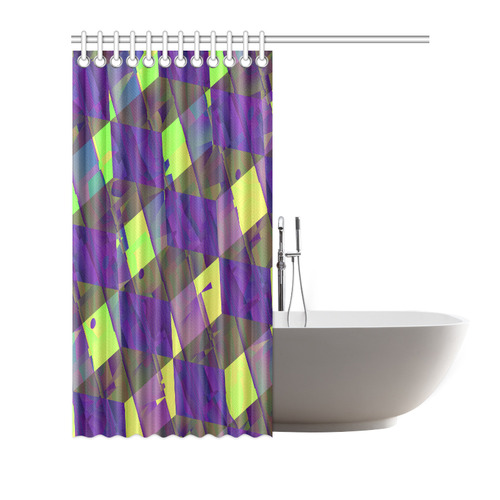 Yellow Blue and Green Colorful Abstract Shower Curtain 72"x72"
