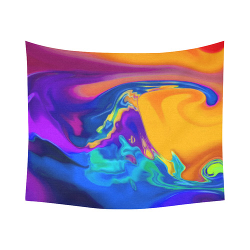 The PERFECT WAVE abstract multicolored Cotton Linen Wall Tapestry 60"x 51"