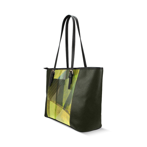 Graphical Trees and Triangles P24-G-Design-10_ Leather Tote Bag/Small (Model 1640)