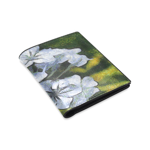 Delicate Plumbago Painted In Van Goch Style Men's Leather Wallet (Model 1612)