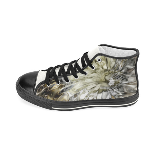 MAGIC SWIRL RIPPLES black brown cream Women's Classic High Top Canvas Shoes (Model 017)