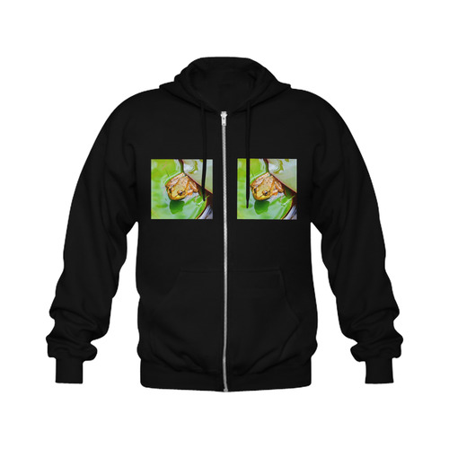 Frog on a Lily-pad Gildan Full Zip Hooded Sweatshirt (Model H02)