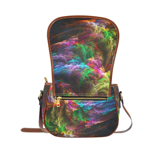 Colorful Abstract Fractal Tornado Saddle Bag/Large (Model 1649)