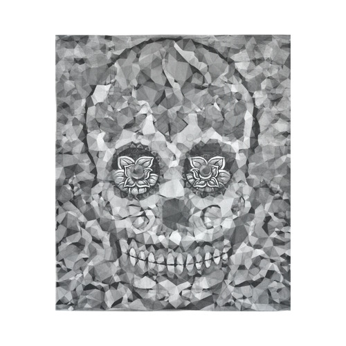 Polygon Skull black white Cotton Linen Wall Tapestry 51"x 60"