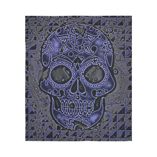 skull blue Cotton Linen Wall Tapestry 51"x 60"