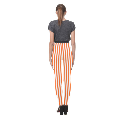 Orange and White Stripes Cassandra Women's Leggings (Model L01)