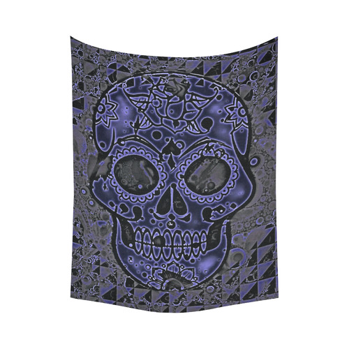 skull blue Cotton Linen Wall Tapestry 60"x 80"