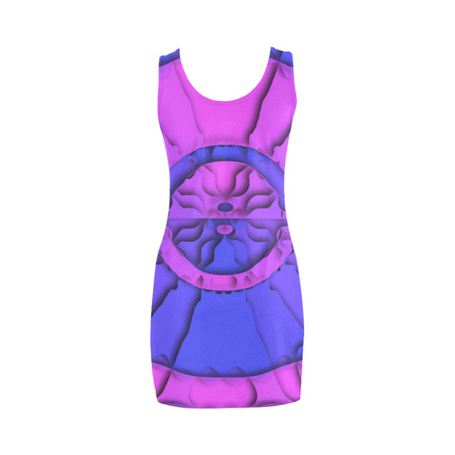 Abstract Mandala Psychedelic Shadow Pink Blue Medea Vest Dress (Model D06)