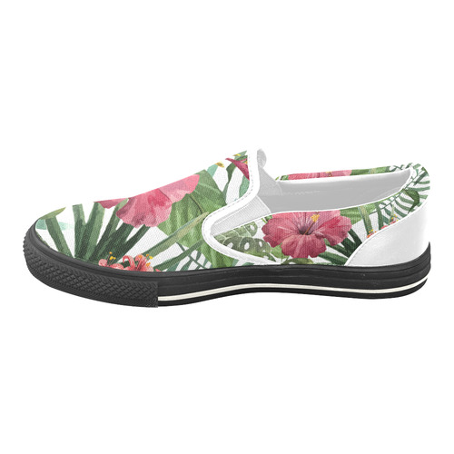 Beautiful Tropical Flowers Nature Floral Women's Unusual Slip-on Canvas Shoes (Model 019)