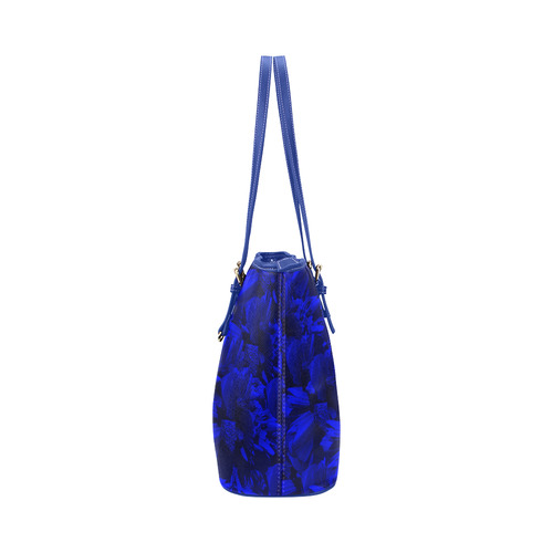 A202 Blue Peaks Abstract Leather Tote Bag/Large (Model 1651)