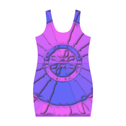 Abstract Mandala Psychedelic Shadow Pink Blue Medea Vest Dress (Model D06)