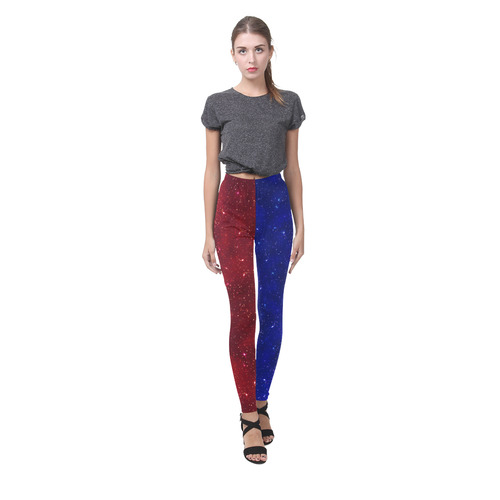 Sparkle Red and Blue Cassandra Women's Leggings (Model L01)