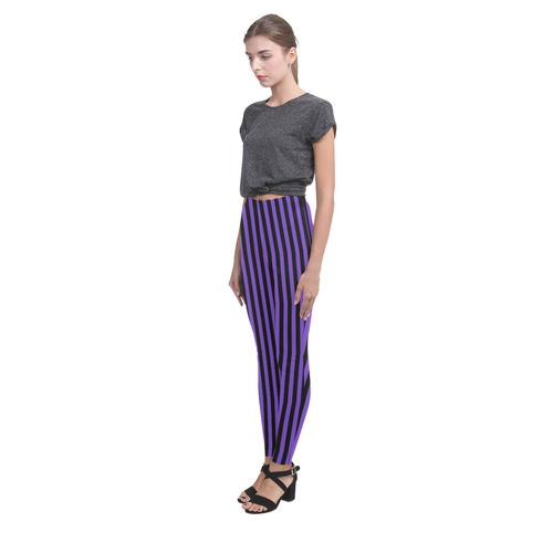 Purple and Black Stripes Cassandra Women's Leggings (Model L01)