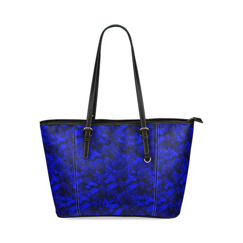 A202 Blue Peaks Abstract Leather Tote Bag/Large (Model 1640)